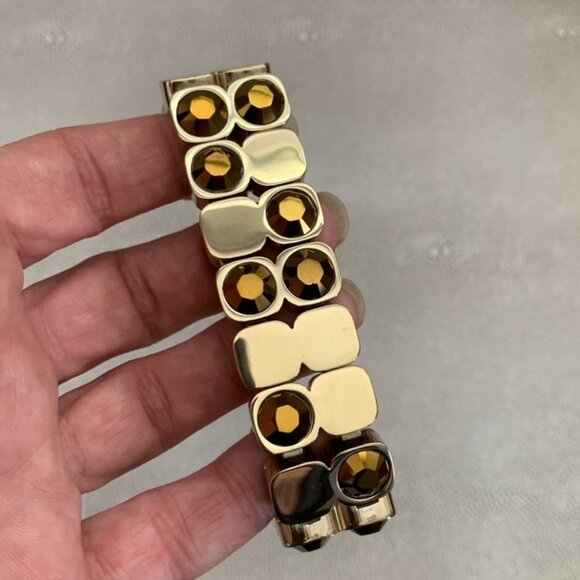 Dyrbeerg/Kern Sania chunky gold Swarovski crystal bracelet - Picture 1 of 4